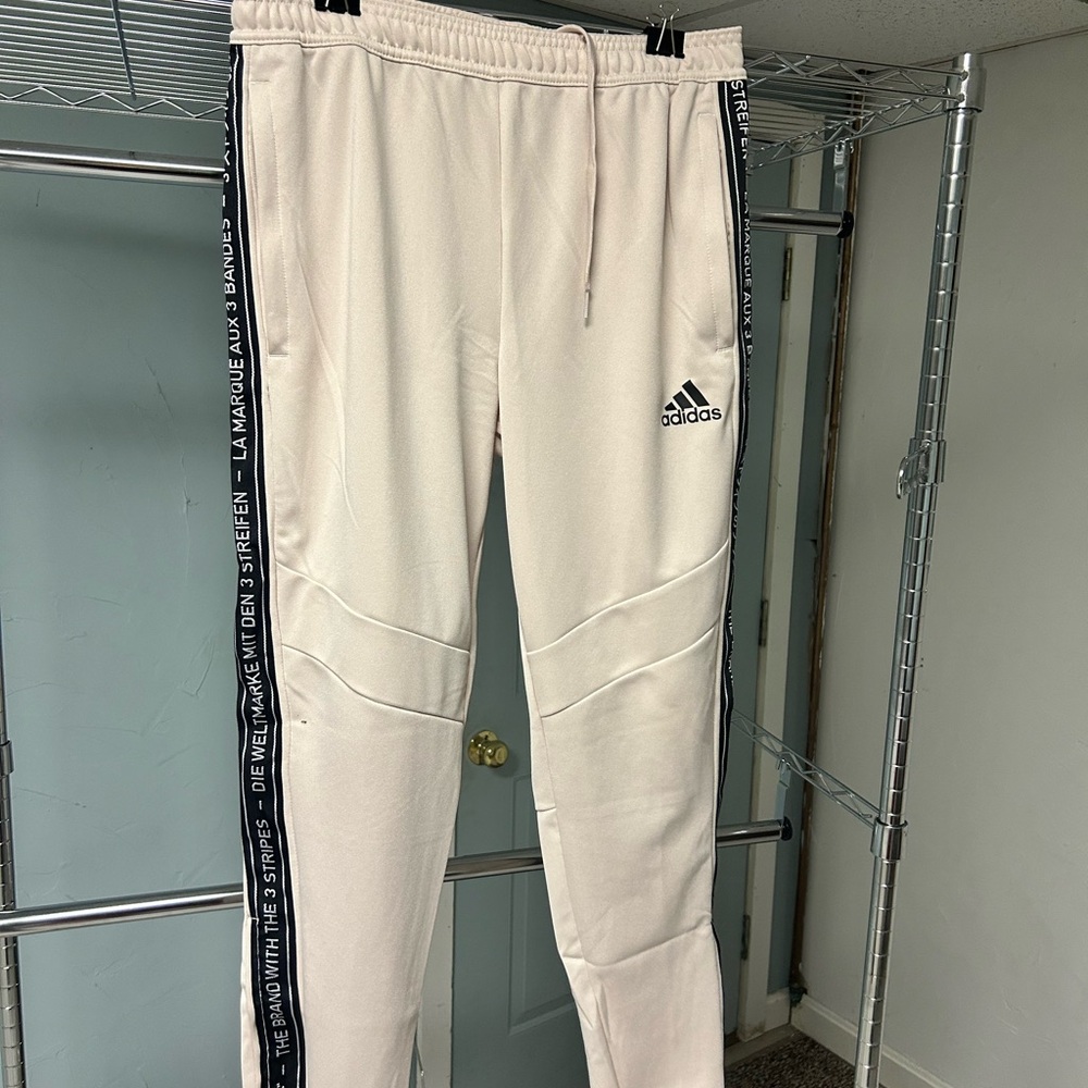 Adidas Mens Cream Sweatpants with Design